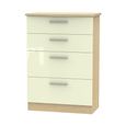 Knightsbridge Deep Chest - 4 Drawer - Cream Gloss and Light Oak