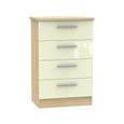Knightsbridge Midi Chest - 4 Drawer - Cream Gloss and Light Oak