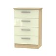 Knightsbridge Midi Chest - 4 Drawer - Cream Gloss and Light Oak