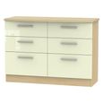 Knightsbridge Midi Chest - 6 Drawer - Cream Gloss and Light Oak