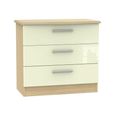 Knightsbridge Small Chest - 3 Drawer - Cream Gloss and Light Oak