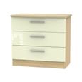 Knightsbridge Small Chest - 3 Drawer - Cream Gloss and Light Oak