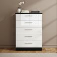 Knightsbridge Chest - 5 Drawer - White Gloss and Black