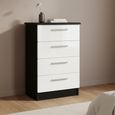 Knightsbridge Chest - Midi - 4 Drawer - White Gloss and Black