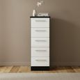 Knightsbridge Chest - Narrow - 5 Drawer - White Gloss and Black
