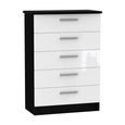 Knightsbridge Chest - 5 Drawer - White Gloss and Black