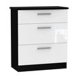 Knightsbridge Chest - Deep - 3 Drawer - White Gloss and Black