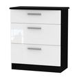 Knightsbridge Chest - Deep - 3 Drawer - White Gloss and Black
