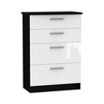 Knightsbridge Chest - Deep - 4 Drawer - White Gloss and Black