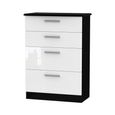 Knightsbridge Chest - Deep - 4 Drawer - White Gloss and Black