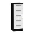 Knightsbridge Chest - Narrow - 5 Drawer - White Gloss and Black