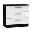 Knightsbridge Chest - Small - 3 Drawer - White Gloss and Black