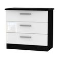 Knightsbridge Chest - Small - 3 Drawer - White Gloss and Black