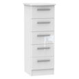 Knightsbridge Chest - Narrow - 5 Drawer - White Gloss
