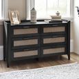Clearance - Sydney Chest of Drawers - 6 Drawer - Wide - Black and Faux Rattan - FSS16513