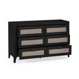 Clearance - Sydney Chest of Drawers - 6 Drawer - Wide - Black and Faux Rattan - FSS16513