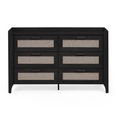 Clearance - Sydney Chest of Drawers - 6 Drawer - Wide - Black and Faux Rattan - FSS16513