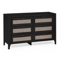 Clearance - Sydney Chest of Drawers - 6 Drawer - Wide - Black and Faux Rattan - FSS16513