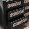 Clearance - Sydney Chest of Drawers - 6 Drawer - Wide - Black and Faux Rattan - FSS16513