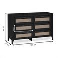 Clearance - Sydney Chest of Drawers - 6 Drawer - Wide - Black and Faux Rattan - FSS16513