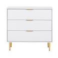 Zara Chest - 3 Drawer - Fluted - White - Gold Legs