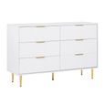 Zara Chest - 6 Drawer - Fluted - White - Gold Legs