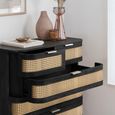 Noah Chest - 2+3 Drawer - Black and Rattan