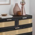 Noah Chest - 2+3 Drawer - Black and Rattan