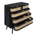 Noah Chest - 2+3 Drawer - Black and Rattan