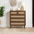 Croxley Chest - 2+3 Drawer - Walnut and Rattan