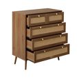 Croxley Chest - 2+3 Drawer - Walnut and Rattan