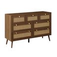 Croxley Wide Chest - 7 Drawer - Walnut and Rattan