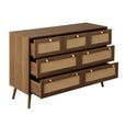 Croxley Wide Chest - 7 Drawer - Walnut and Rattan