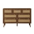 Croxley Wide Chest - 7 Drawer - Walnut and Rattan