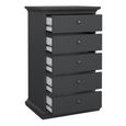 Paris Chest - 5 Drawer - Narrow - Grey