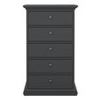 Paris Chest - 5 Drawer - Narrow - Grey