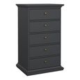 Paris Chest - 5 Drawer - Narrow - Grey