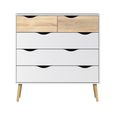 Oslo Chest - 5 Drawer - White and Oak