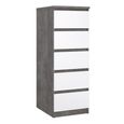 Naia Chest - 5 Drawer - Narrow - Grey Concrete