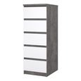 Naia Chest - 5 Drawer - Narrow - Grey Concrete
