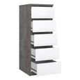 Naia Chest - 5 Drawer - Narrow - Grey Concrete