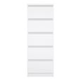 Naia Chest - 5 Drawer - Narrow - White Gloss