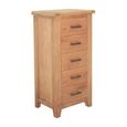 Hampshire Oak Chest - 5 Drawer - Narrow