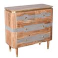 Wilton Chest - 2+2 Drawer - Ribbed - Gold Trim - Acacia Wood