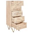 Chest - 5 Drawer - Tall - Hairpin Legs - Gold Geometric Inlay - Light Mango Wood