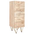 Chest - 5 Drawer - Tall - Hairpin Legs - Gold Geometric Inlay - Light Mango Wood
