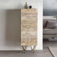 Chest - 5 Drawer - Tall - Hairpin Legs - Gold Geometric Inlay - Light Mango Wood