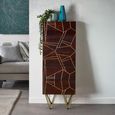 Chest - 5 Drawer - Tall - Hairpin Legs - Gold Geometric Inlay - Dark Mango Wood