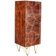 Chest - 5 Drawer - Tall - Hairpin Legs - Gold Geometric Inlay - Dark Mango Wood