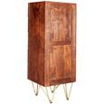 Chest - 5 Drawer - Tall - Hairpin Legs - Gold Geometric Inlay - Dark Mango Wood